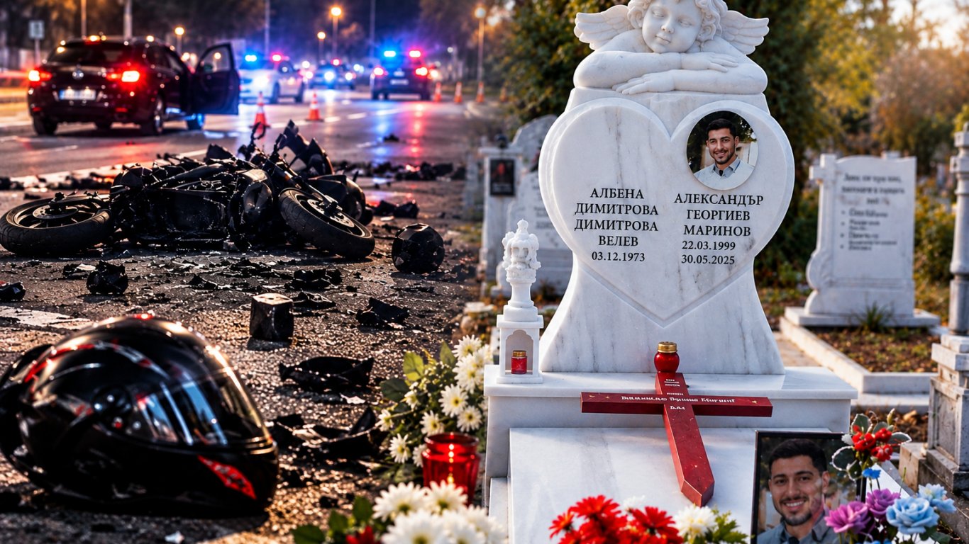 символ на безкрайна болка: майка споделя вечността с сина си върху надгробния камък